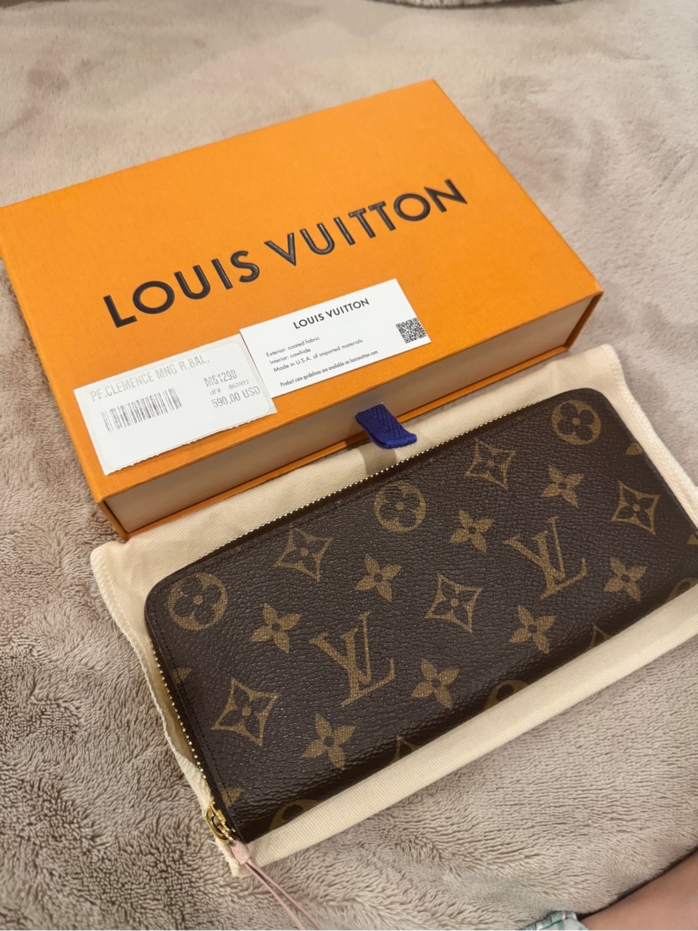 Louis Vuitton Monogram Clemence Wallet - Brown with Gold Hardware